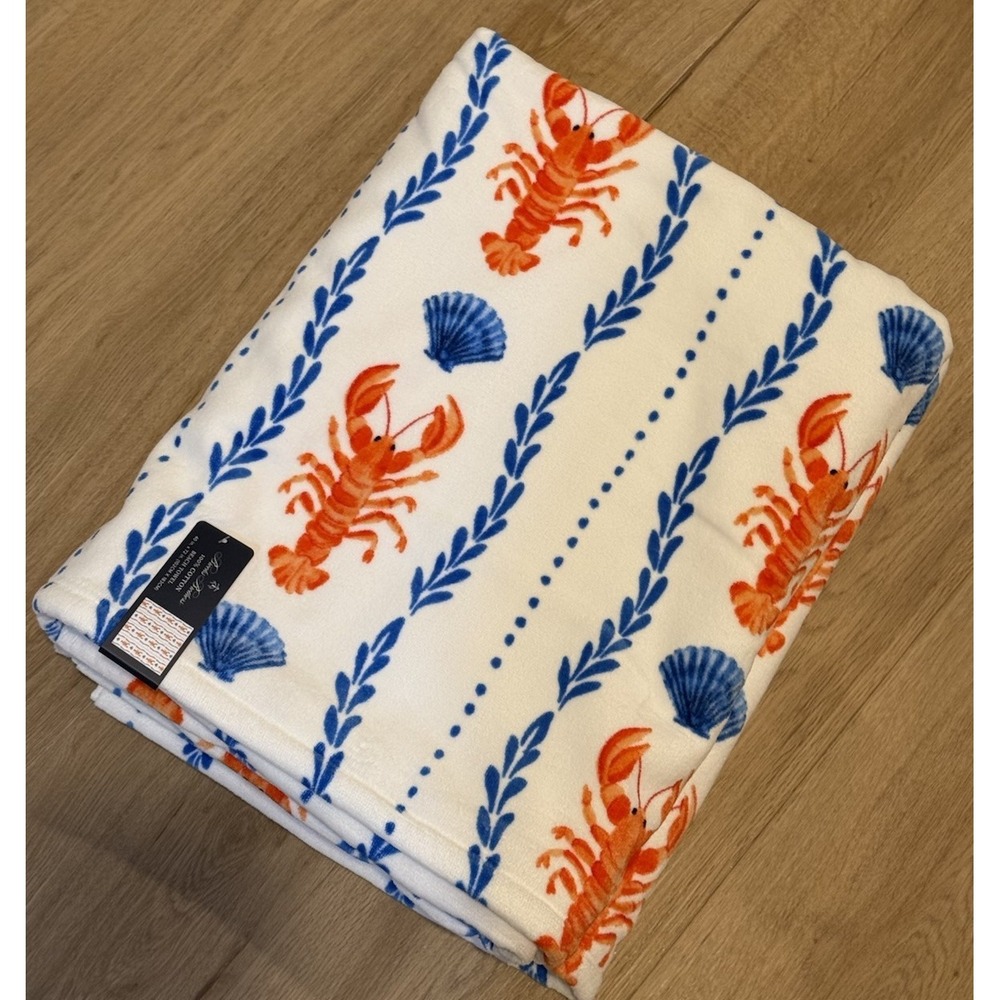 NWT Brooks Brothers Oversized Beach Towel Lobster Print 100% cotton‎ 40x72